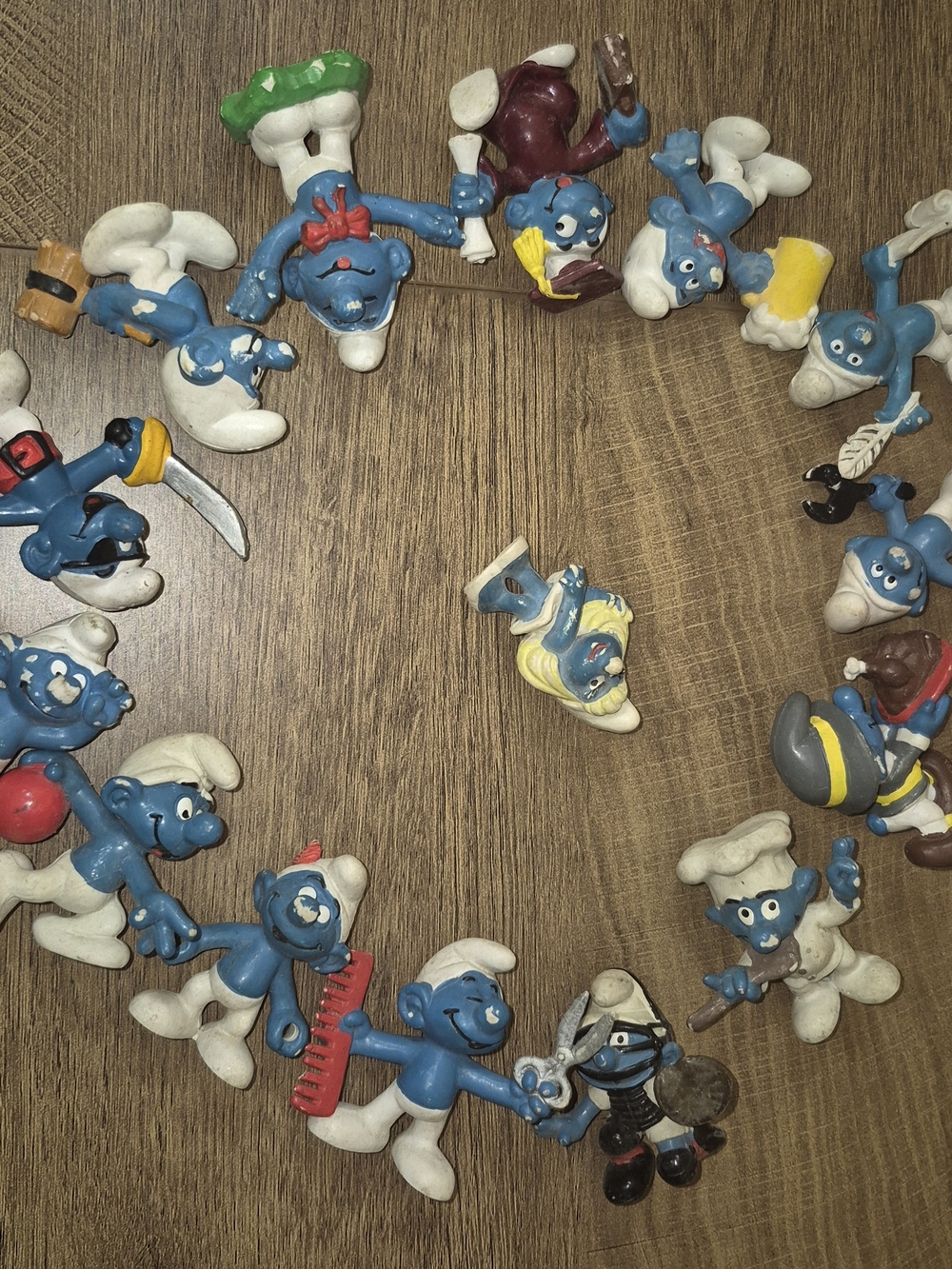 15 Vintage Peyo Smurfs Assorted Figure Set - Classic Blue & White from 1978